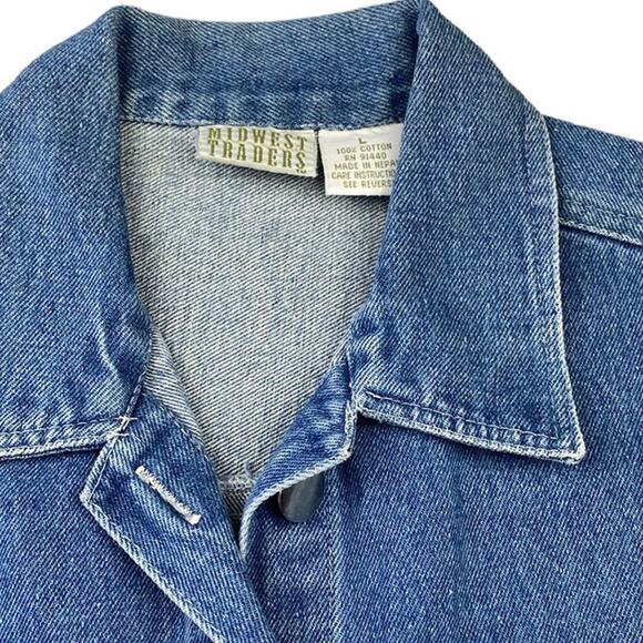 Vintage Midwest Traders Girls Collared Button Front Medium Wash Jean Vest Size L - Picture 2 of 4